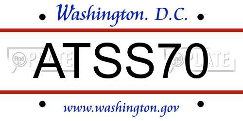 ATSS70 District Of Columbia License Plate