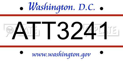 ATT3241 District Of Columbia License Plate