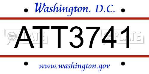 ATT3741 District Of Columbia License Plate