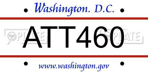 ATT460 District Of Columbia License Plate