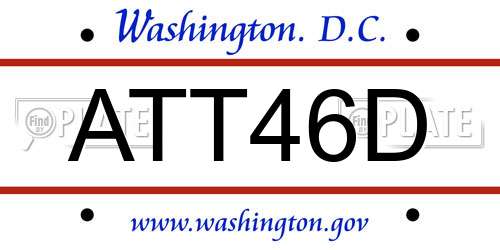 ATT46D District Of Columbia License Plate