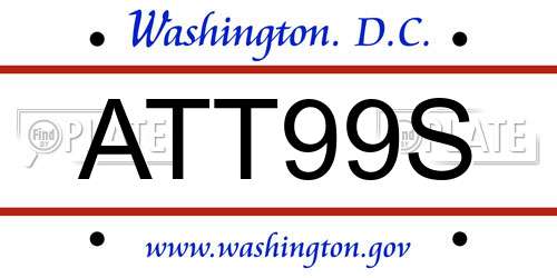 ATT99S District Of Columbia License Plate