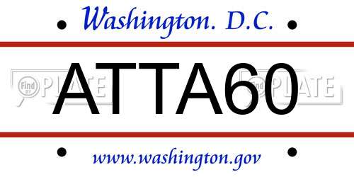 ATTA60 District Of Columbia License Plate