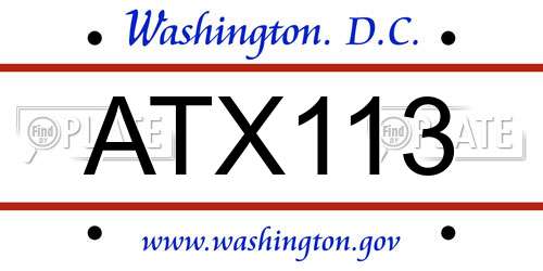 ATX113 District Of Columbia License Plate