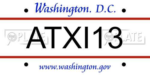 ATXI13 District Of Columbia License Plate