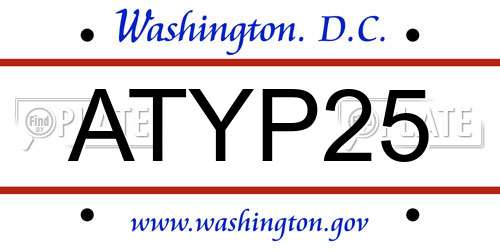 ATYP25 District Of Columbia License Plate