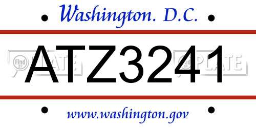 ATZ3241 District Of Columbia License Plate