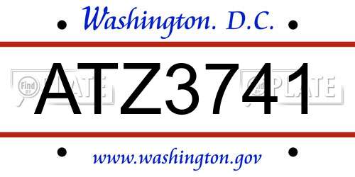 ATZ3741 District Of Columbia License Plate