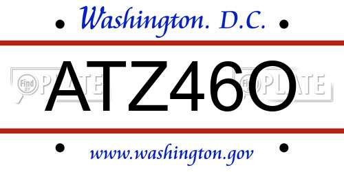 ATZ46O District Of Columbia License Plate