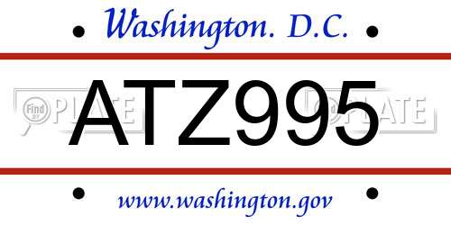 ATZ995 District Of Columbia License Plate
