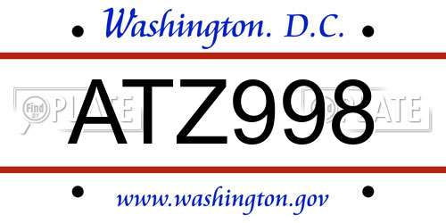ATZ998 District Of Columbia License Plate