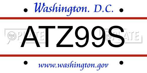 ATZ99S District Of Columbia License Plate
