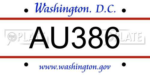 AU386 District Of Columbia License Plate