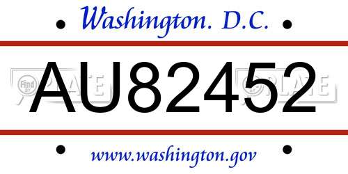 AU82452 District Of Columbia License Plate