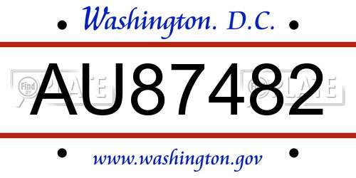 AU87482 District Of Columbia License Plate