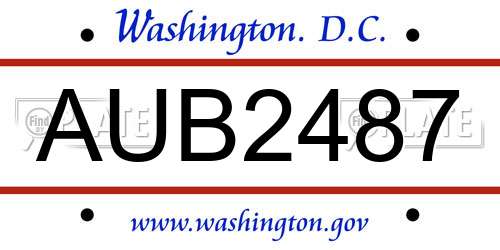 AUB2487 District Of Columbia License Plate