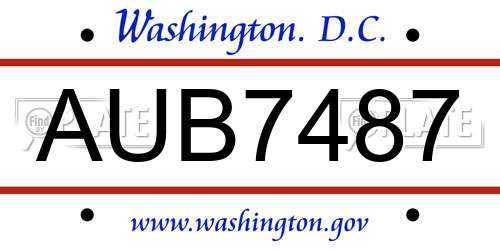 AUB7487 District Of Columbia License Plate