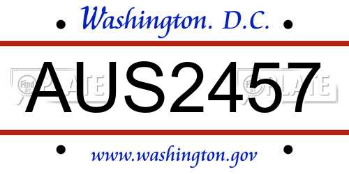 AUS2457 District Of Columbia License Plate