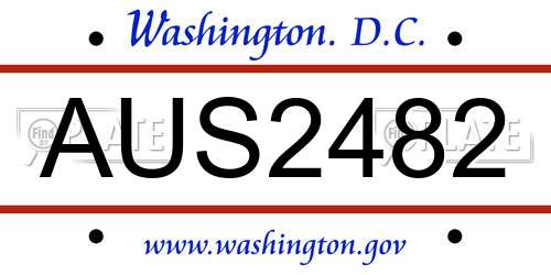 AUS2482 District Of Columbia License Plate