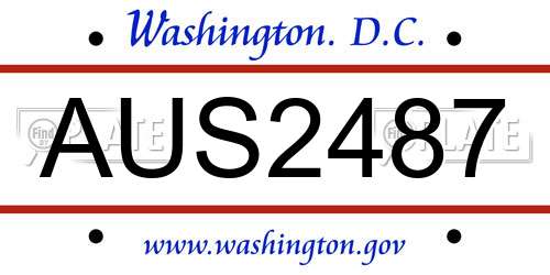 AUS2487 District Of Columbia License Plate