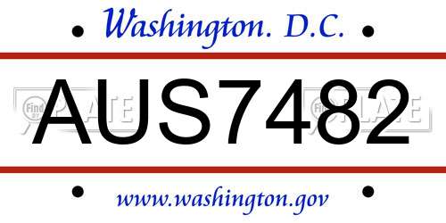 AUS7482 District Of Columbia License Plate