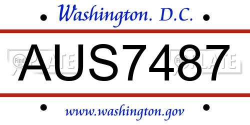 AUS7487 District Of Columbia License Plate