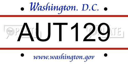 AUT129 District Of Columbia License Plate