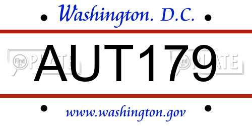 AUT179 District Of Columbia License Plate
