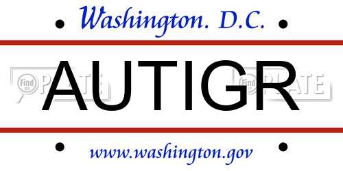 AUTIGR District Of Columbia License Plate