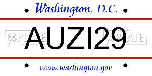 AUZI29 District Of Columbia License Plate