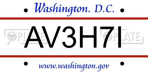 AV3H7I District Of Columbia License Plate