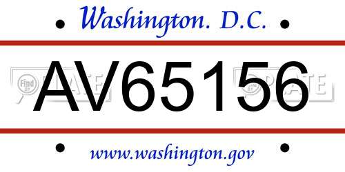 AV65156 District Of Columbia License Plate