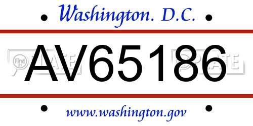 AV65186 District Of Columbia License Plate