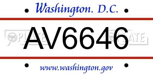 AV6646 District Of Columbia License Plate