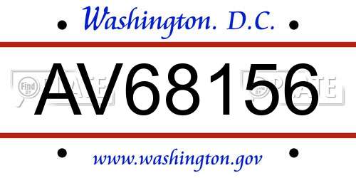 AV68156 District Of Columbia License Plate