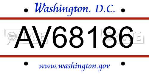 AV68186 District Of Columbia License Plate