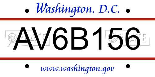 AV6B156 District Of Columbia License Plate