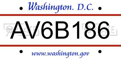 AV6B186 District Of Columbia License Plate