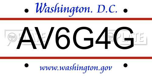 AV6G4G District Of Columbia License Plate