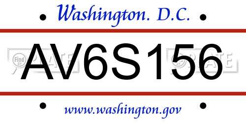 AV6S156 District Of Columbia License Plate