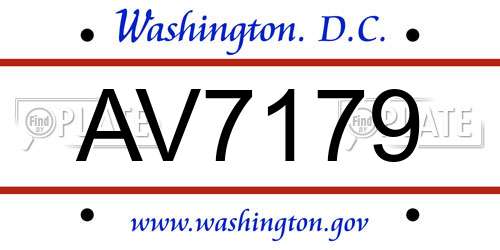 AV7179 District Of Columbia License Plate