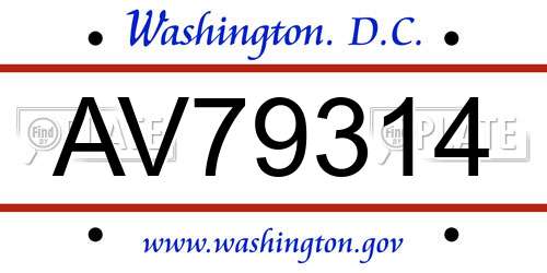 AV79314 District Of Columbia License Plate