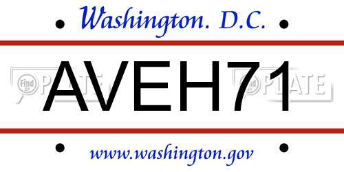 AVEH71 District Of Columbia License Plate