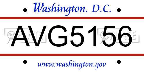 AVG5156 District Of Columbia License Plate
