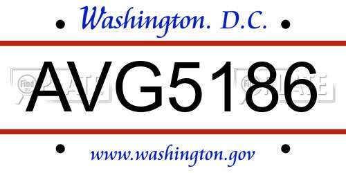 AVG5186 District Of Columbia License Plate