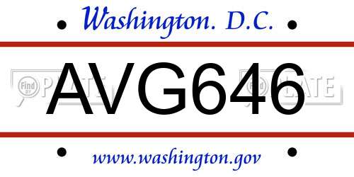 AVG646 District Of Columbia License Plate