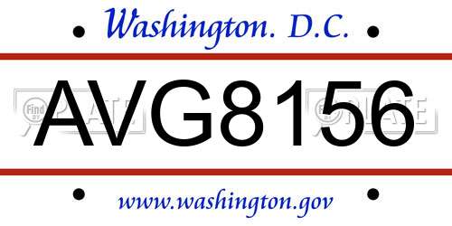 AVG8156 District Of Columbia License Plate