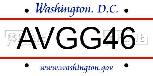 AVGG46 District Of Columbia License Plate