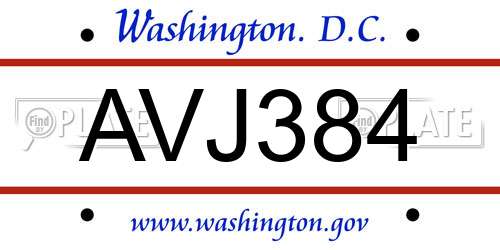 AVJ384 District Of Columbia License Plate