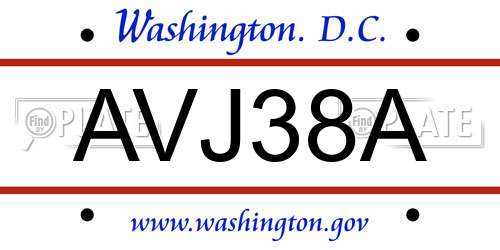 AVJ38A District Of Columbia License Plate